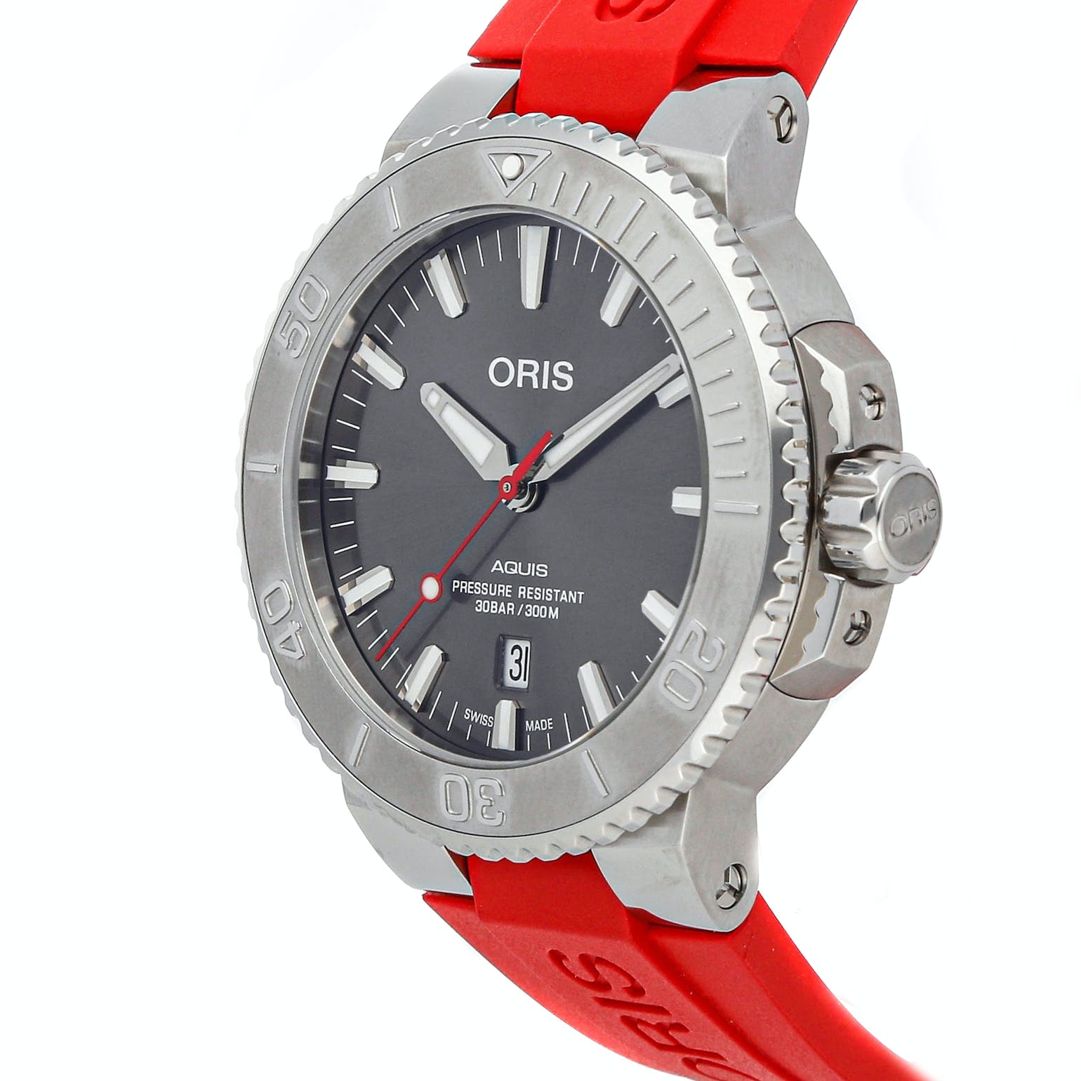  Shop Authentic Oris Aquis Date Relief Grey Dial Red Rubber Strap Watch for Men - 0173377304153-0742466EB - Luxxuri