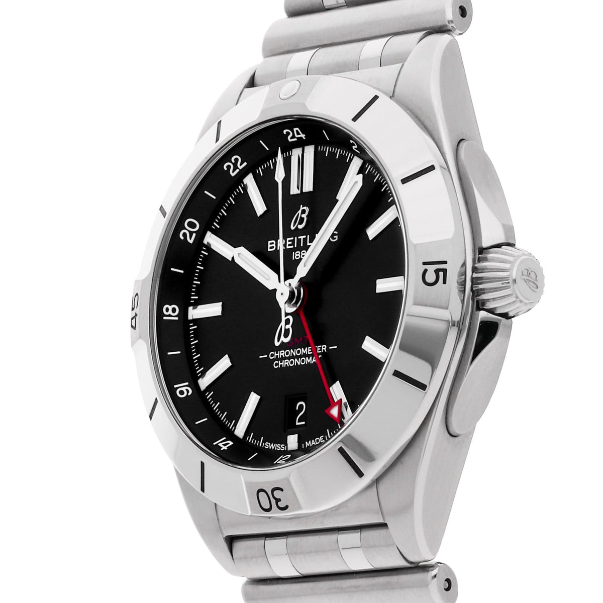  Shop Authentic Breitling Chronomat GMT 40 Automatic Black Dial Silver Steel Strap Watch for Men - A32398101B1A1 - Luxxuri