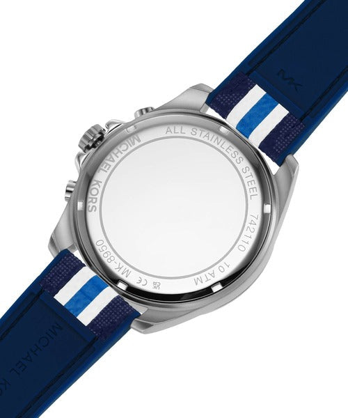  Shop Authentic Michael Kors Brecken Chronograph Blue Dial Two Tone PVC Strap Watch For Men - MK8950 - Luxxuri