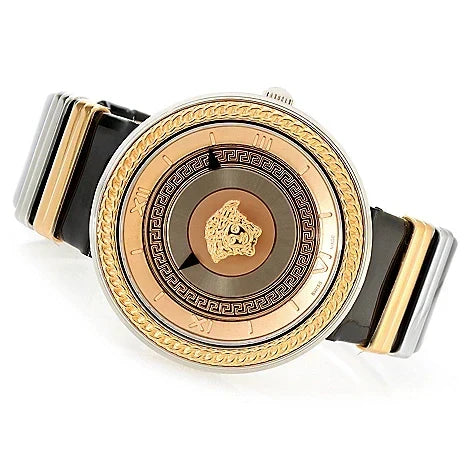  Shop Authentic Versace V Metal Icon Gold Dial Black & Gold Strap Watch for Women - VLC030014 - Luxxuri