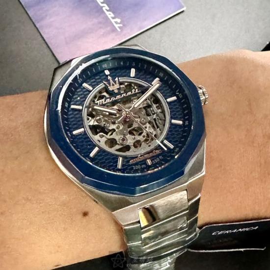  Shop Authentic Maserati Stile Automatic Skeleton Silver Dial Silver Steel Strap Watch For Men - R8823142004 - Luxxuri