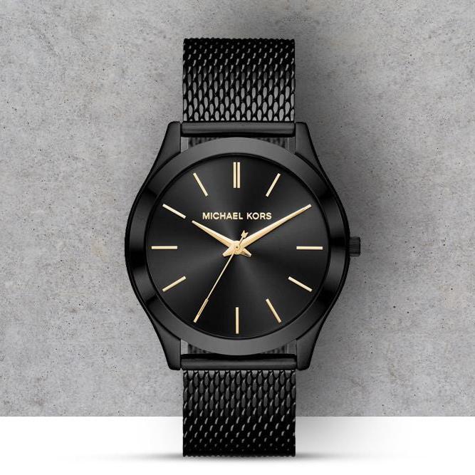  Shop Authentic Michael Kors Slim Runway Black Dial Black Mesh Strap Watch for Women - MK8607 - Luxxuri