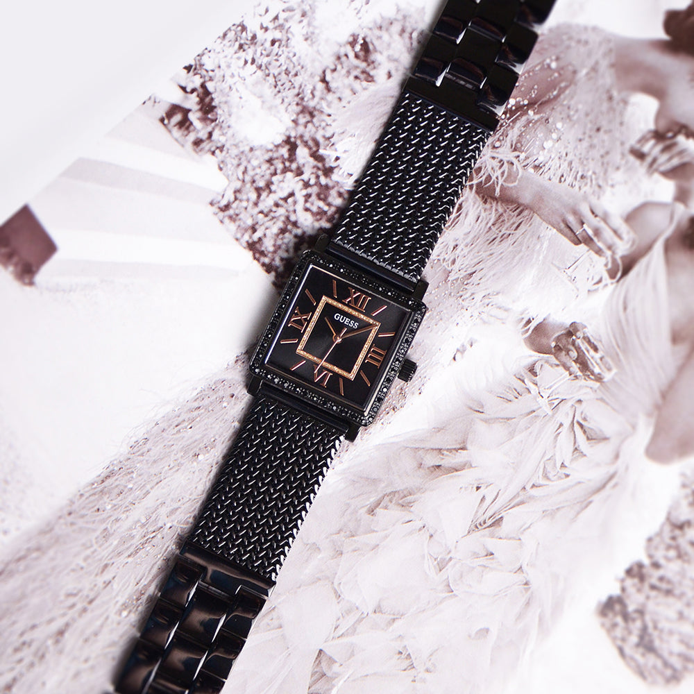  Shop Authentic Guess Highline Black Dial Black Mesh Bracelet Watch for Women - W0826L4 - Luxxuri