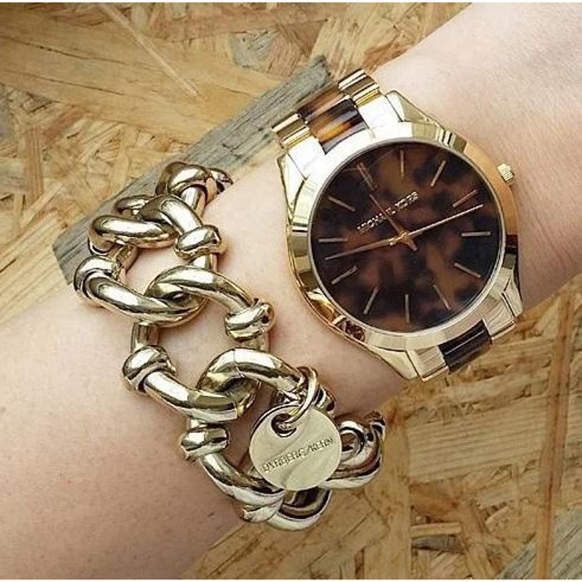  Shop Authentic Michael Kors Slim Runway Tortoise Shell Dial Two Tone Steel Strap Watch for Women - MK4284 - Luxxuri