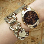  Shop Authentic Michael Kors Slim Runway Tortoise Shell Dial Two Tone Steel Strap Watch for Women - MK4284 - Luxxuri