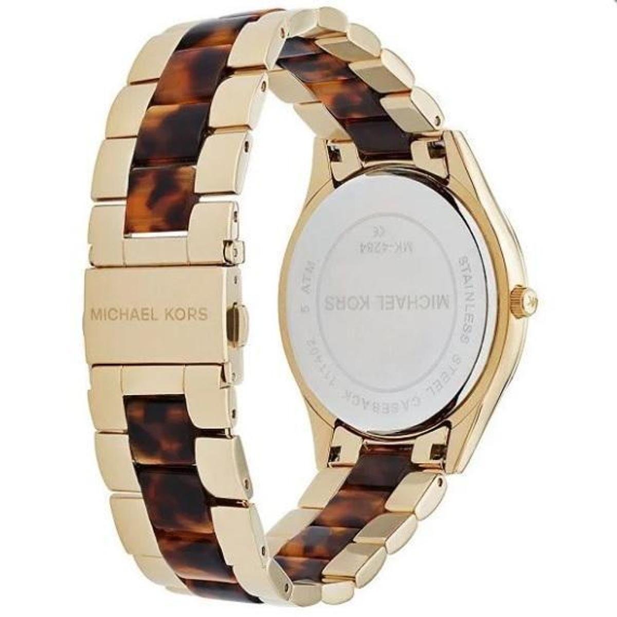  Shop Authentic Michael Kors Slim Runway Tortoise Shell Dial Two Tone Steel Strap Watch for Women - MK4284 - Luxxuri