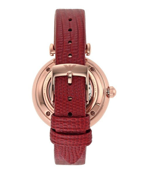  Shop Authentic Emporio Armani Gianni T-Bar Mother of Pearl White Dial Red Leather Strap Watch For Women - AR60048 - Luxxuri