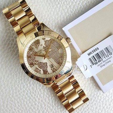  Shop Authentic Michael Kors Layton Chronograph Gold Dial Gold Steel Strap Watch for Women - MK5959 - Luxxuri