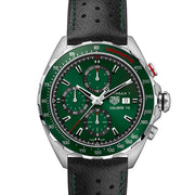  Shop Authentic Tag Heuer Formula 1 Calibre 16 Automatic Chronograph Green Dial Black Leather Strap Watch for Men - CAZ2016.FC6473 - Luxxuri