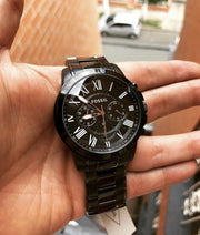  Shop Authentic Fossil Grant Chronograph Black Dial Black Steel Strap Watch for Men - FS4832 - Luxxuri