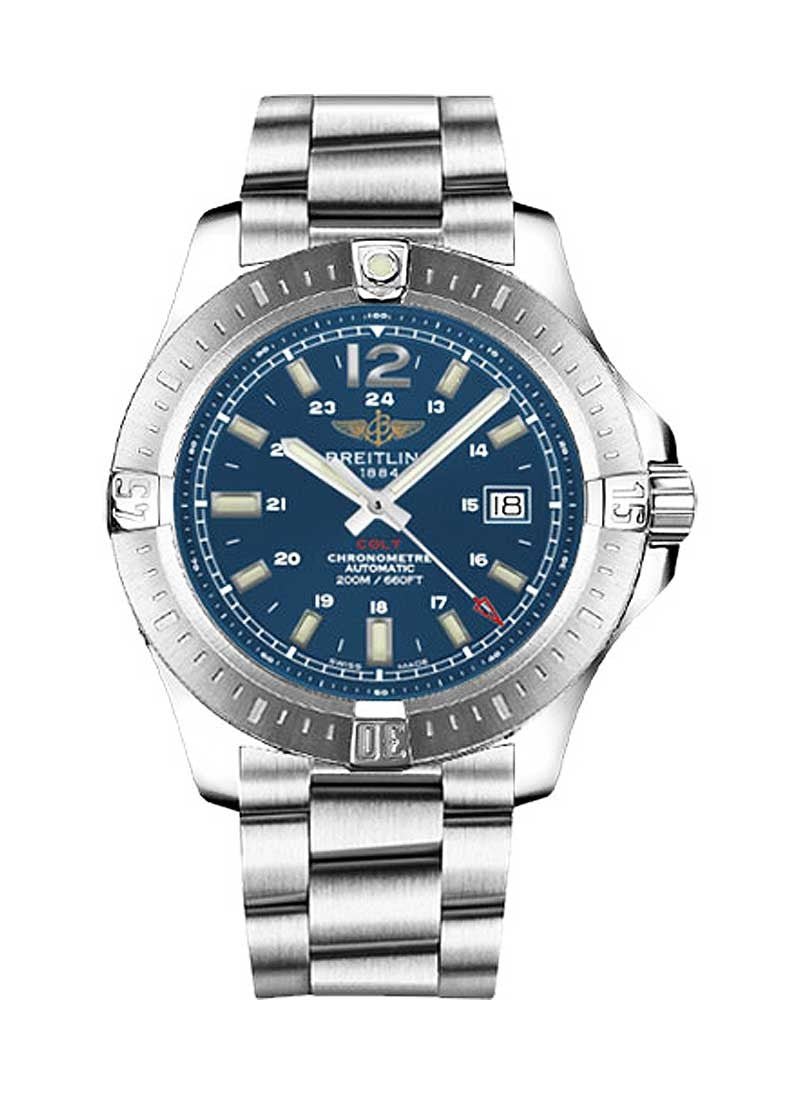  Shop Authentic Breitling Colt Automatic 44mm Blue Dial Silver Steel Strap Mens Watch - A1738811/C906/173A - Luxxuri