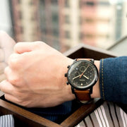  Shop Authentic Fossil Goodwin Luggage Chronograph Black Dial Brown Leather Strap Watch for Men - FS5501 - Luxxuri
