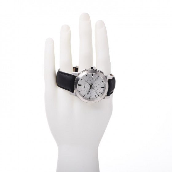  Shop Authentic Burberry The City Chronograph White Dial Black Leather Strap Watch for Men - BU9355 - Luxxuri