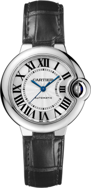  Shop Authentic Cartier Ballon Bleu De Cartier Silver Dial Black Leather Strap Watch for Women - WSBB0030 - Luxxuri
