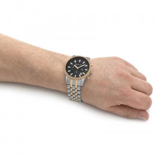  Shop Authentic Michael Kors Hutton Chronograph Black Dial Two Tone Steel Strap Watch For Men - MK8954 - Luxxuri