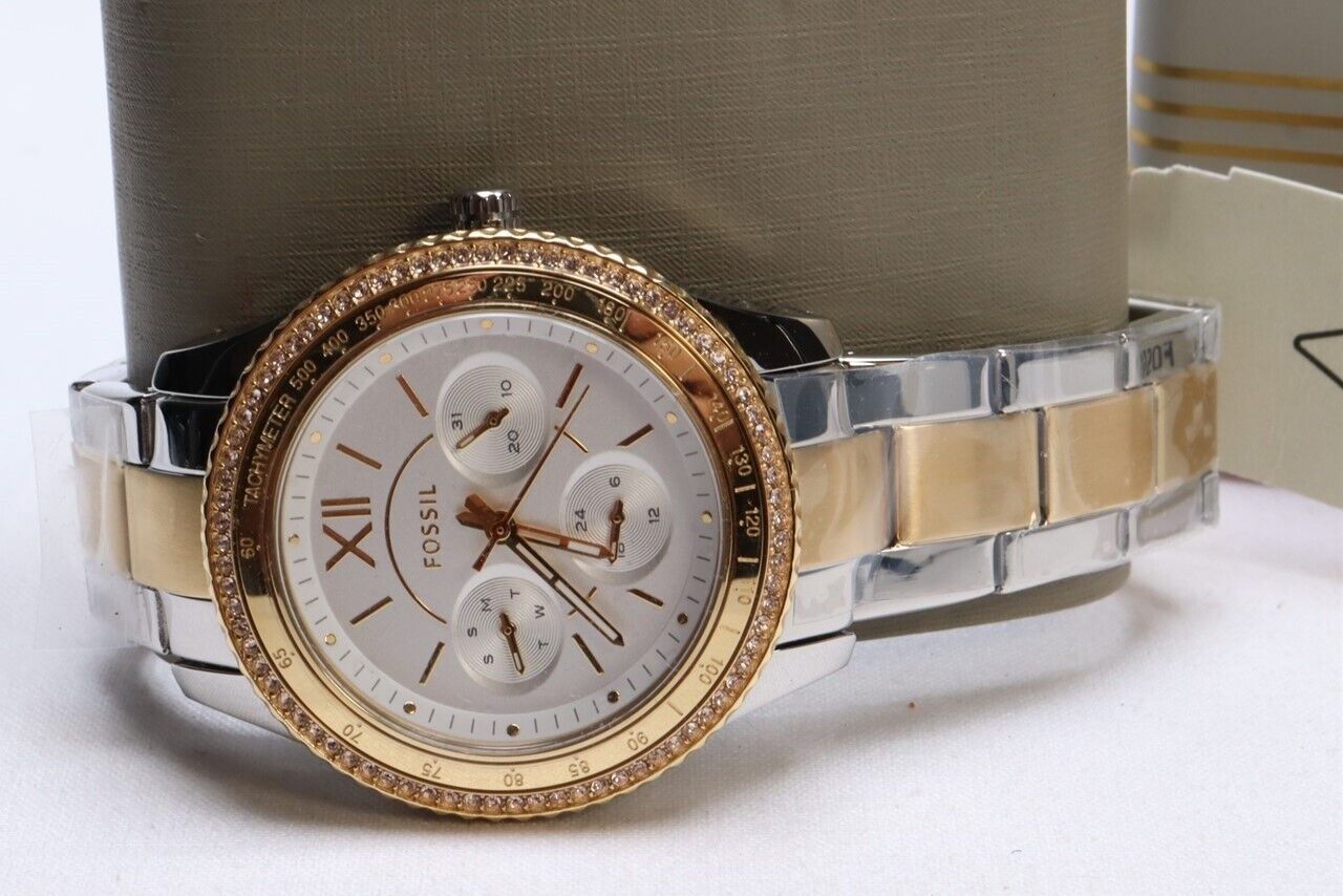  Shop Authentic Fossil Stella Sport Multifunction Silver Dial Two Tone Steel Strap Watch for Women - ES5107 - Luxxuri