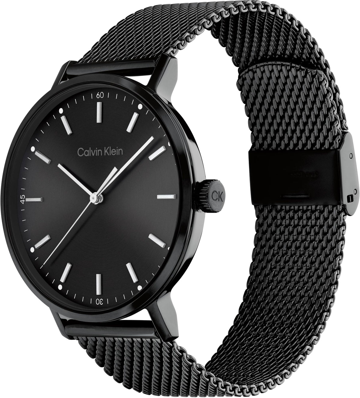  Shop Authentic Calvin Klein Minimal Black Dial Black Mesh Bracelet Watch for Men - K3M21421 - Luxxuri