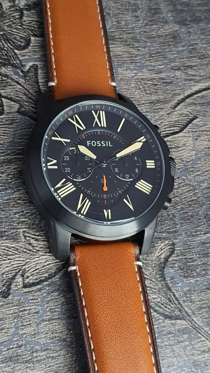  Shop Authentic Fossil Grant Chronograph Black Dial Brown Leather Strap Watch for Men - FS5241 - Luxxuri