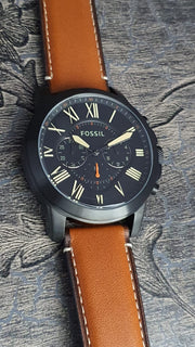  Shop Authentic Fossil Grant Chronograph Black Dial Brown Leather Strap Watch for Men - FS5241 - Luxxuri