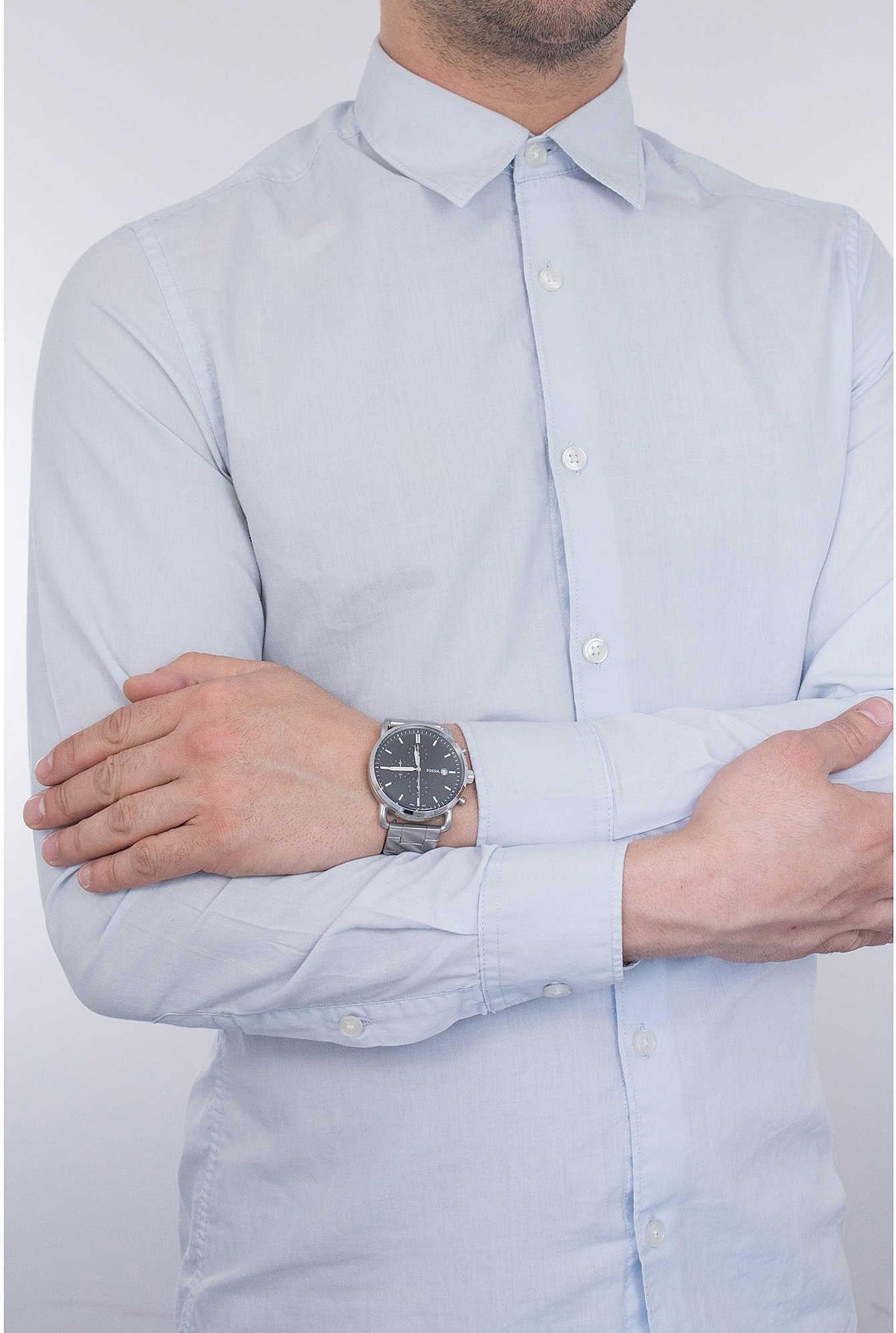  Shop Authentic Fossil The Commuter Black Dial Silver Steel Strap Watch for Men - FS5399 - Luxxuri