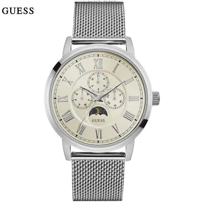  Shop Authentic Guess Delancy White Dial Silver Mesh Bracelet Watch for Men - W0871G4 - Luxxuri