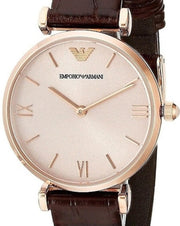 Shop Authentic Emporio Armani Classic Quartz Pink Dial Brown Leather Strap Watch For Women - AR1911 - Luxxuri