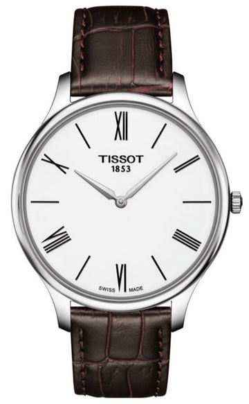  Shop Authentic Tissot T Classic Tradition 5.5 Quartz White Dial Brown Leather Strap Watch For Men - T063.409.16.018.00 - Luxxuri
