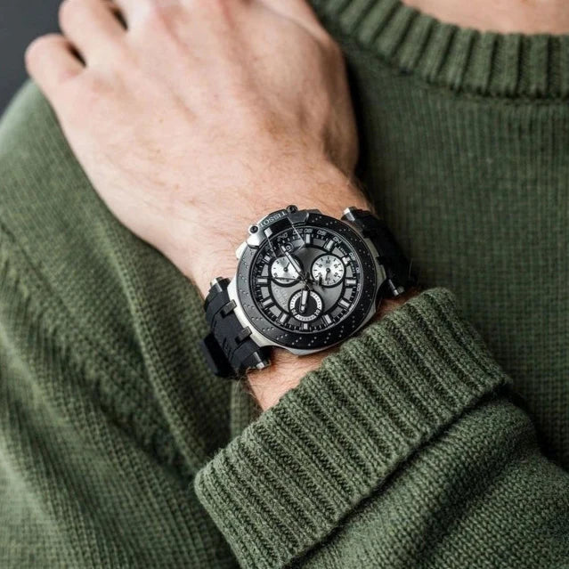 Tissot T Race Chronograph Anthracite Black Dial Black Silicone Strap Watch For Men - T115.417.27.061.00