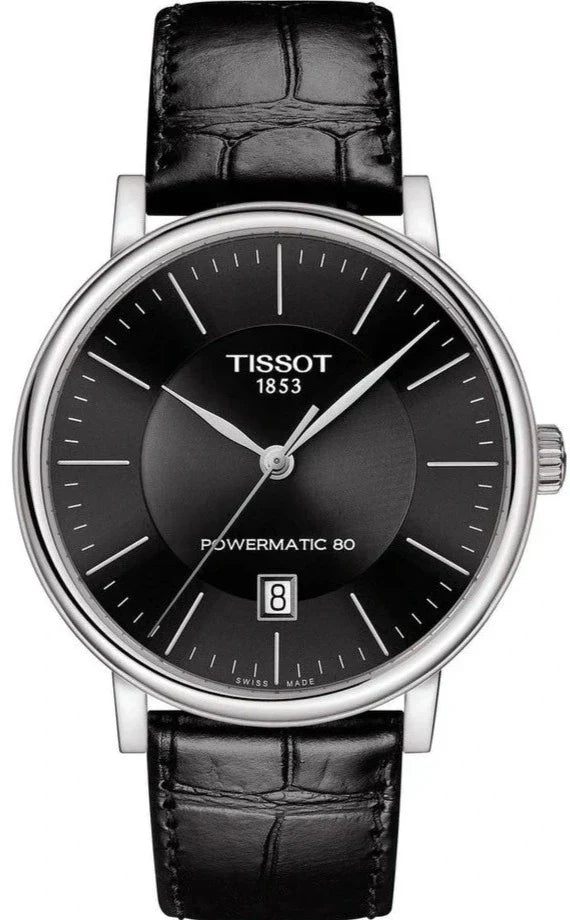  Shop Authentic Tissot Carson Premium Powermatic 80 Black Dial Black Leather Strap Watch For Men - T122.407.16.051.00 - Luxxuri