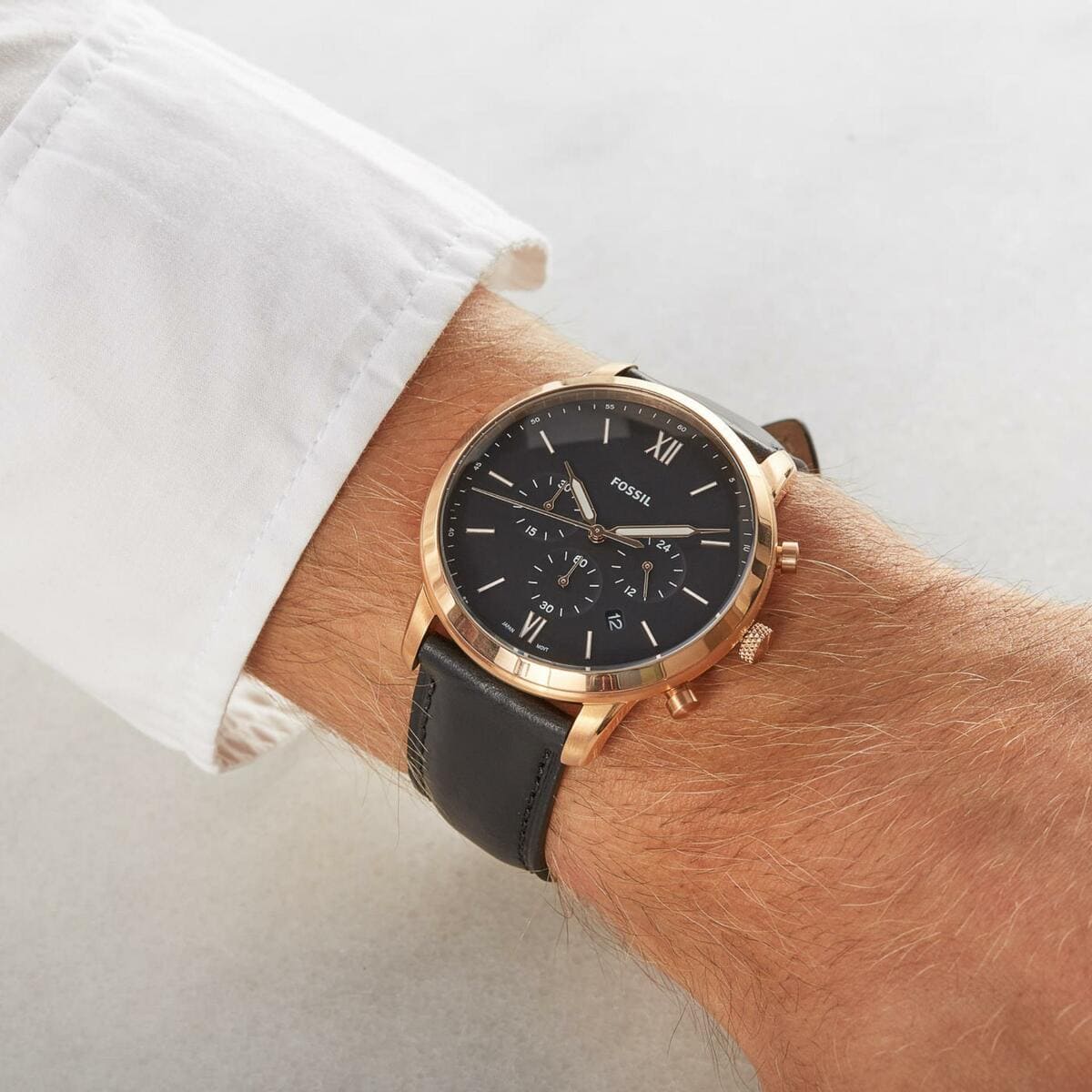  Shop Authentic Fossil Neutra Chronograph Black Dial Black Leather Strap Watch for Men - FS5381 - Luxxuri