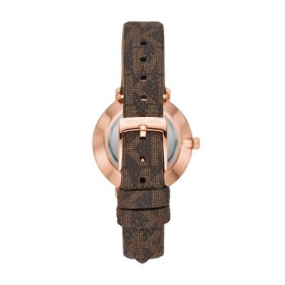  Shop Authentic Michael Kors Pyper Quartz Silver Dial Brown Leather Strap Watch for Women - MK1036 - Luxxuri