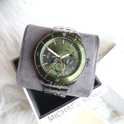  Shop Authentic Michael Kors Cunningham Multifunction Chronograph Green Dial Grey Steel Strap Watch For Men - MK7158 - Luxxuri
