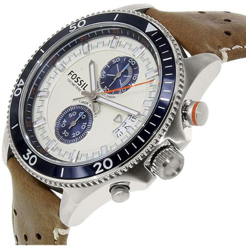  Shop Authentic Fossil Wakefield Chronograph Cream Dial Brown Leather Strap Watch for Men - CH2951 - Luxxuri
