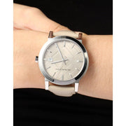  Shop Authentic Burberry The City Silver Dial Beige Leather Strap Unisex Watch - BU9010 - Luxxuri