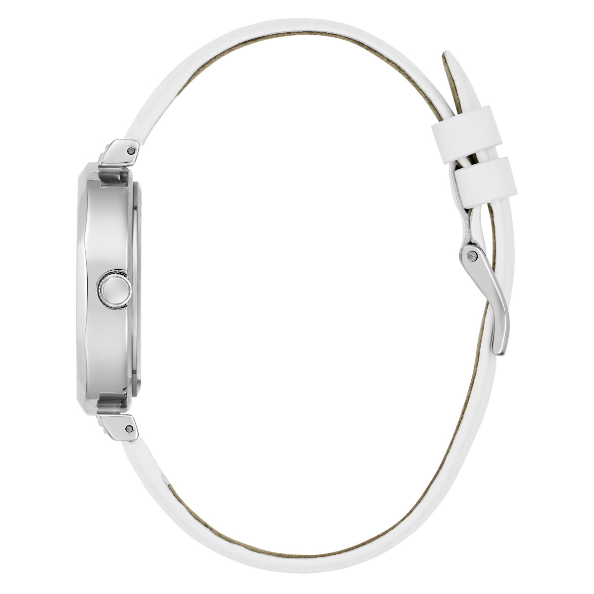  Shop Authentic Guess Rumour Silver Dial White Leather Strap Watch For Women - GW0689L1 - Luxxuri