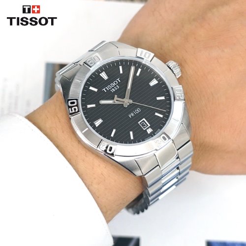  Shop Authentic Tissot PR 100 Sport Quartz Black Dial Silver Steel Strap Watch For Men - T101.610.11.051.00 - Luxxuri