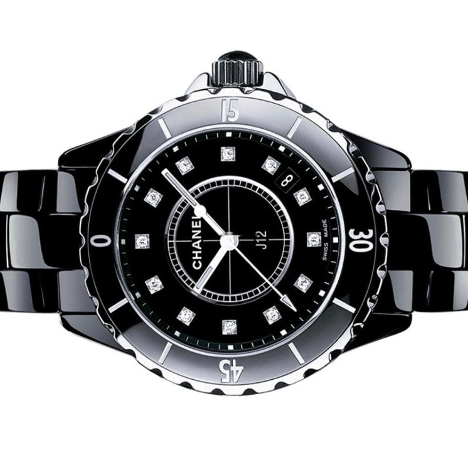  Shop Authentic Chanel J12 Quartz Diamonds Black Dial Black Steel Strap Watch for Women - J12 H1625 - Luxxuri