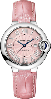  Shop Authentic Cartier Ballon Blue De Cartier Pink Dial Pink Leather Strap Watch for Women - WSBB0031 - Luxxuri