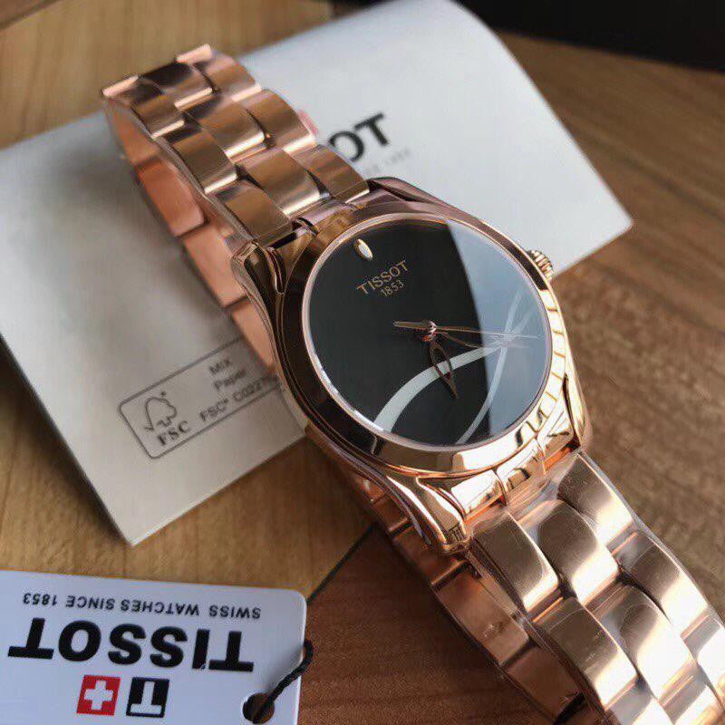  Shop Authentic Tissot T Wave Black Dial Rose Gold Steel Strap Watch For Women - T112.210.33.051.00 - Luxxuri