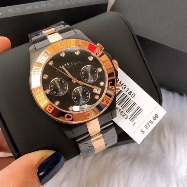  Shop Authentic Marc Jacobs Blade Chronograph Grey Dial Two Tone Steel Strap Watch for Women - MBM3180 - Luxxuri