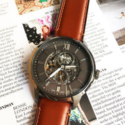  Shop Authentic Fossil Townsman Automatic Skeleton Black Dial Brown Leather Strap Watch for Men - ME3181 - Luxxuri