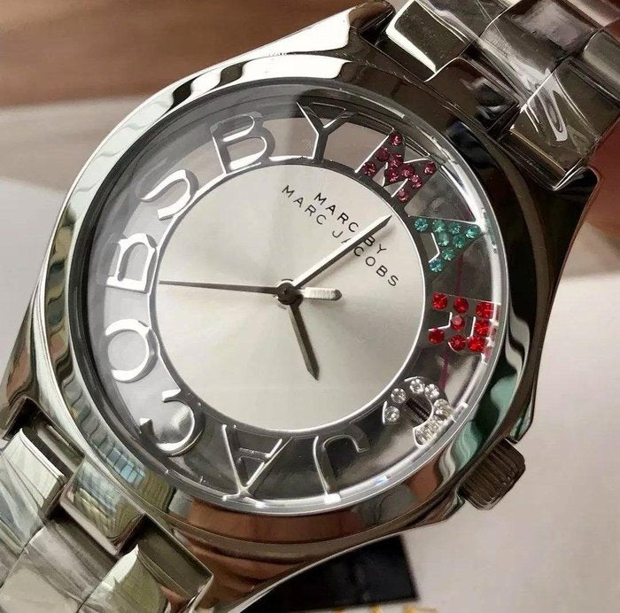  Shop Authentic Marc Jacobs Henry Skeleton Silver Dial Silver Steel Strap Watch for Women - MBM3262 - Luxxuri