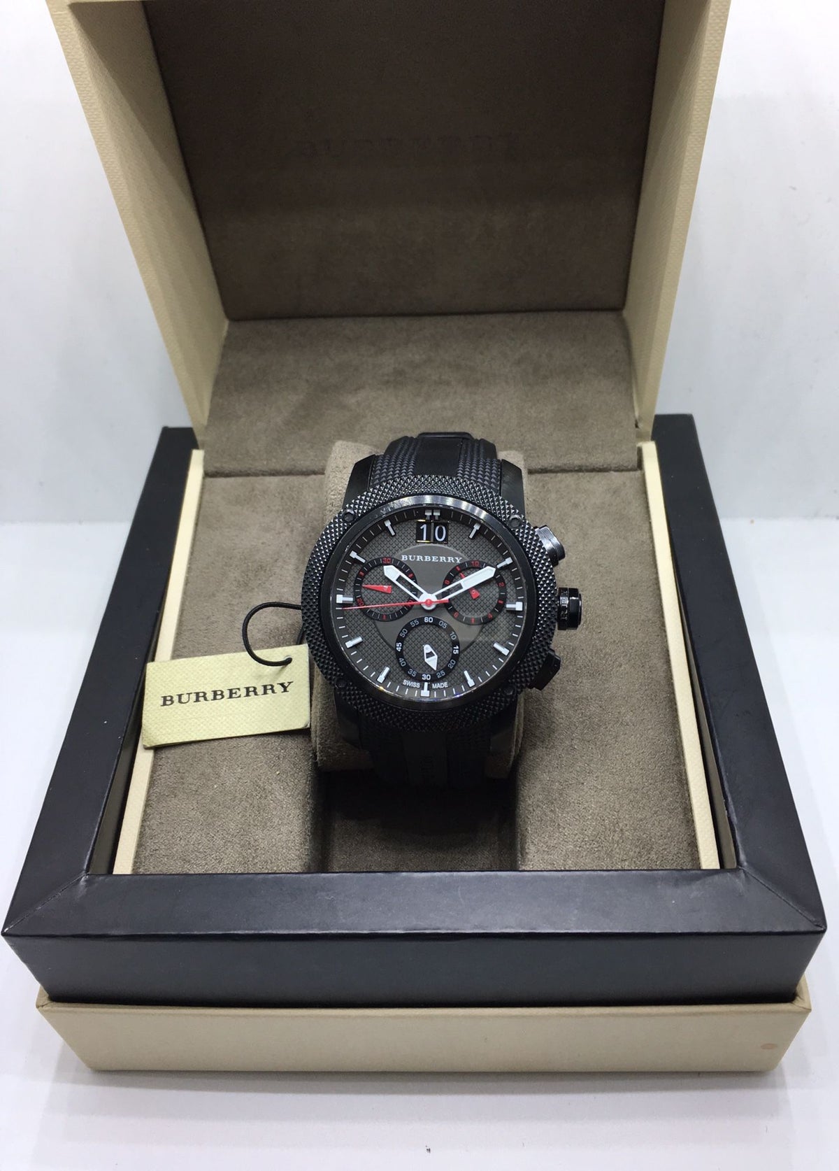  Shop Authentic Burberry The Endurance Chronograph Black Dial Black Rubber Strap Watch For Men - BU9802 - Luxxuri