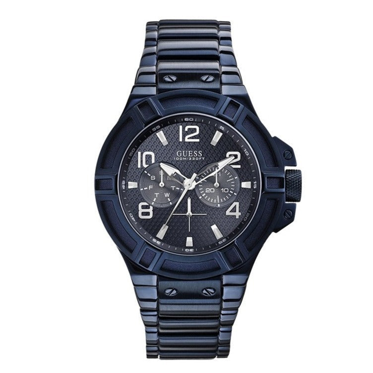 Shop Authentic Guess Rigor Multifunction Black Dial Blue Steel Strap Watch for Men - W0218G4 - Luxxuri