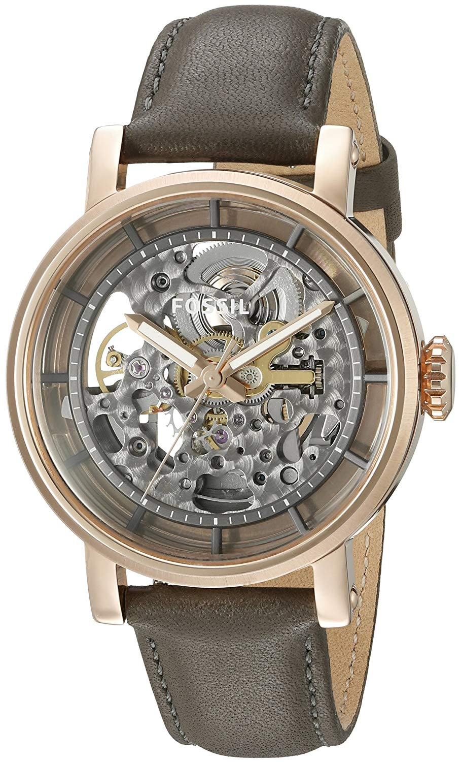  Shop Authentic Fossil Boyfriend Automatic Skeleton Grey Dial Grey Leather Strap Watch for Women - ME3089 - Luxxuri