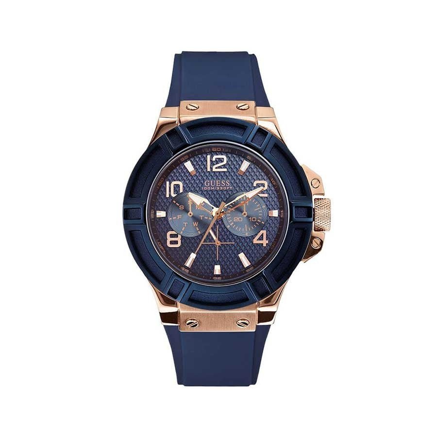  Shop Authentic Guess Rigor Blue Dial Blue Silicone Strap Watch For Men - W0247G3 - Luxxuri