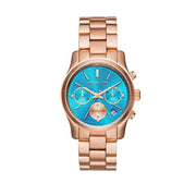  Shop Authentic Michael Kors Runway Chronograph Turquoise Dial Rose Gold Steel Strap Watch For Women - MK6164 - Luxxuri