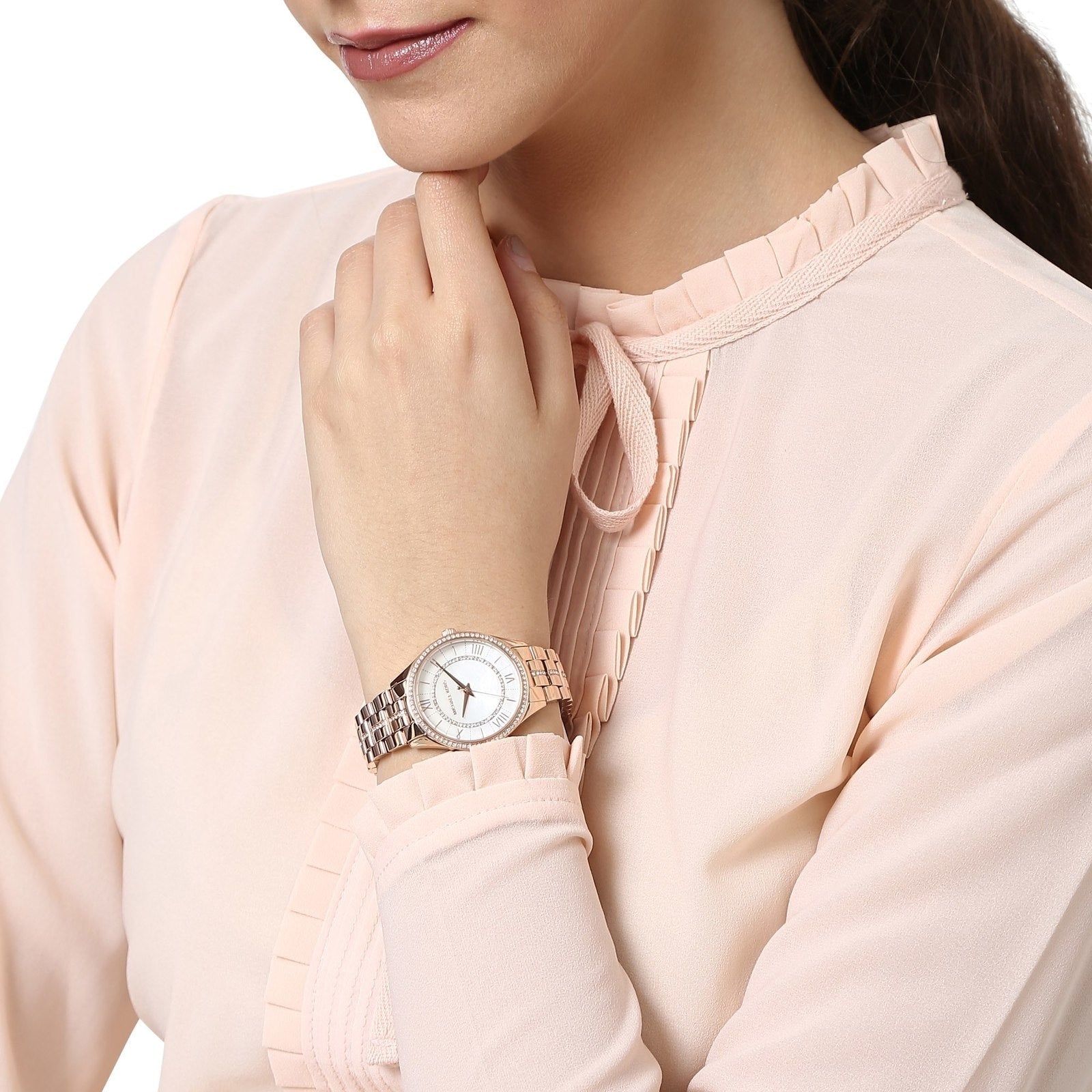  Shop Authentic Michael Kors Lauryn Mother of Pearl Dial Rose Gold Steel Strap Watch for Women - MK3716 - Luxxuri