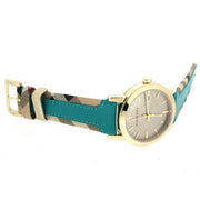  Shop Authentic Burberry The City Gold Dial Blue Leather Strap Watch for Women - BU9018 - Luxxuri