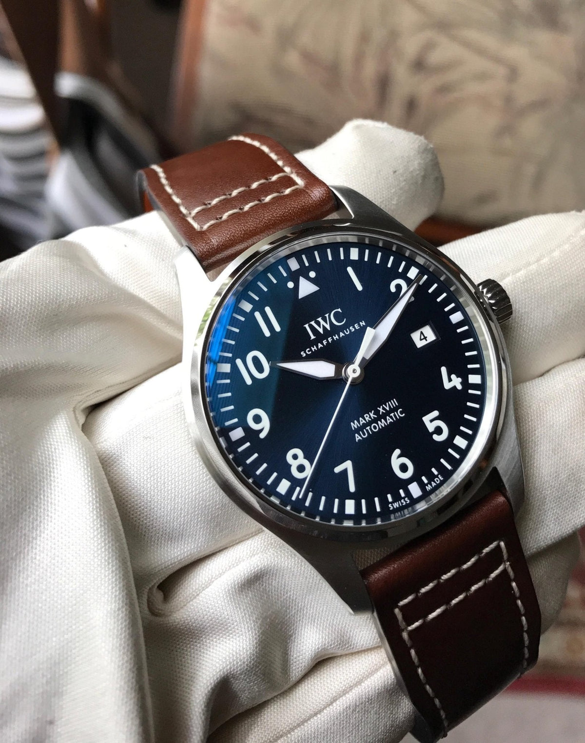  Shop Authentic IWC Pilot's Mark XVIII Le Petit Prince Blue Dial Brown Leather Strap Watch for Men - IW327004 - Luxxuri